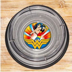 Wonder Woman Retro Snack Cereal Change Dish or Pet Bowl NEW. Clear holds 14oz.